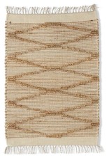 Tan Cotton & Jute Diamond Shuttle Handwoven l Rug (2' x 3')