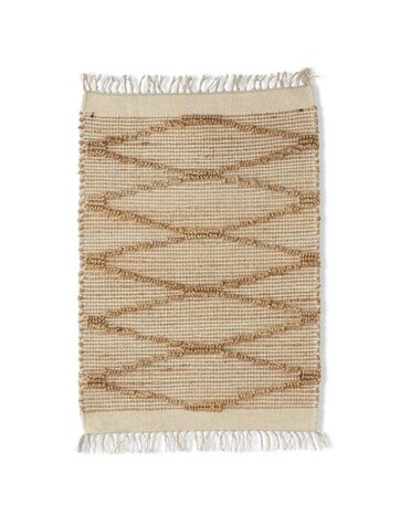 Tan Cotton & Jute Diamond Shuttle Handwoven l Rug (2' x 3')