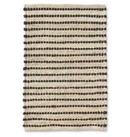 Tan & Black Jute Braided Stripe Shuttle Handwoven Rug (2' x 3')