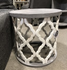 Brocade End Table - Nero White/Granite