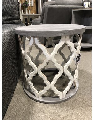 Brocade End Table - Nero White/Granite