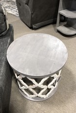 Brocade End Table - Nero White/Granite