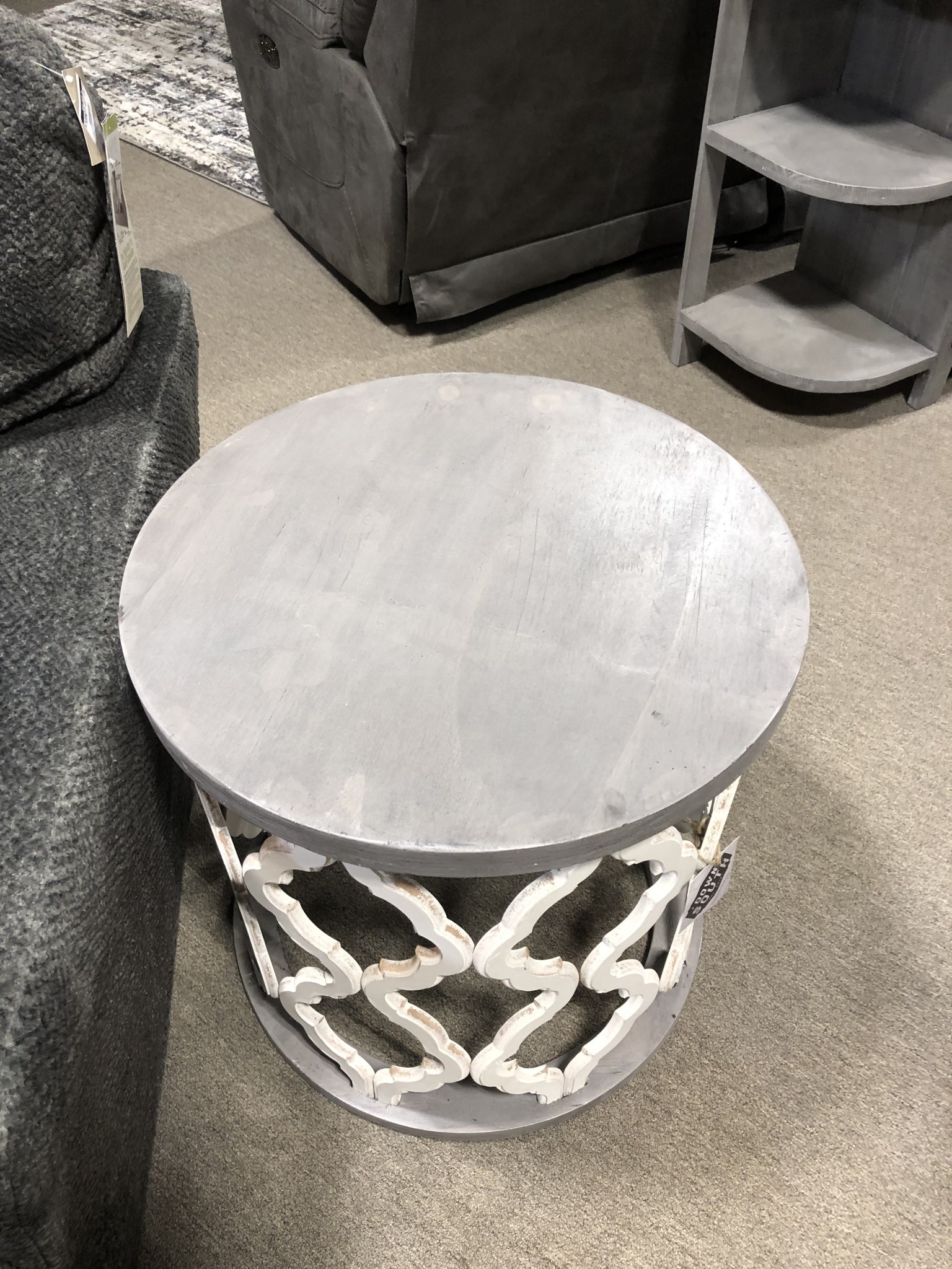 Brocade End Table - Nero White/Granite
