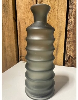 15" Ribbed Handblown Glass Vase - Gray