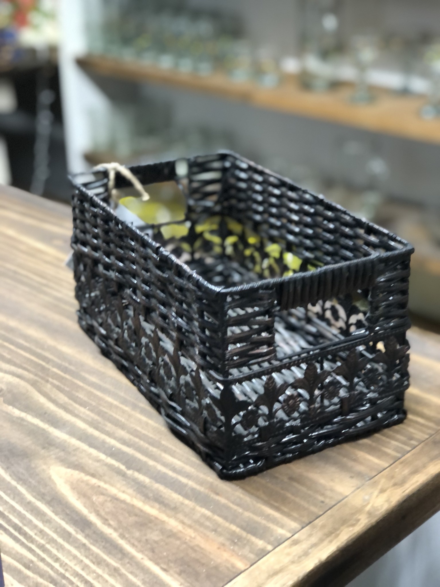 Tall Copper & Black Rectangle Basket S