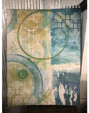 Abstract Gallery Wrap Canvas Blue & Green Circles