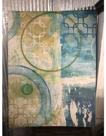 Abstract Gallery Wrap Canvas Blue & Green Circles