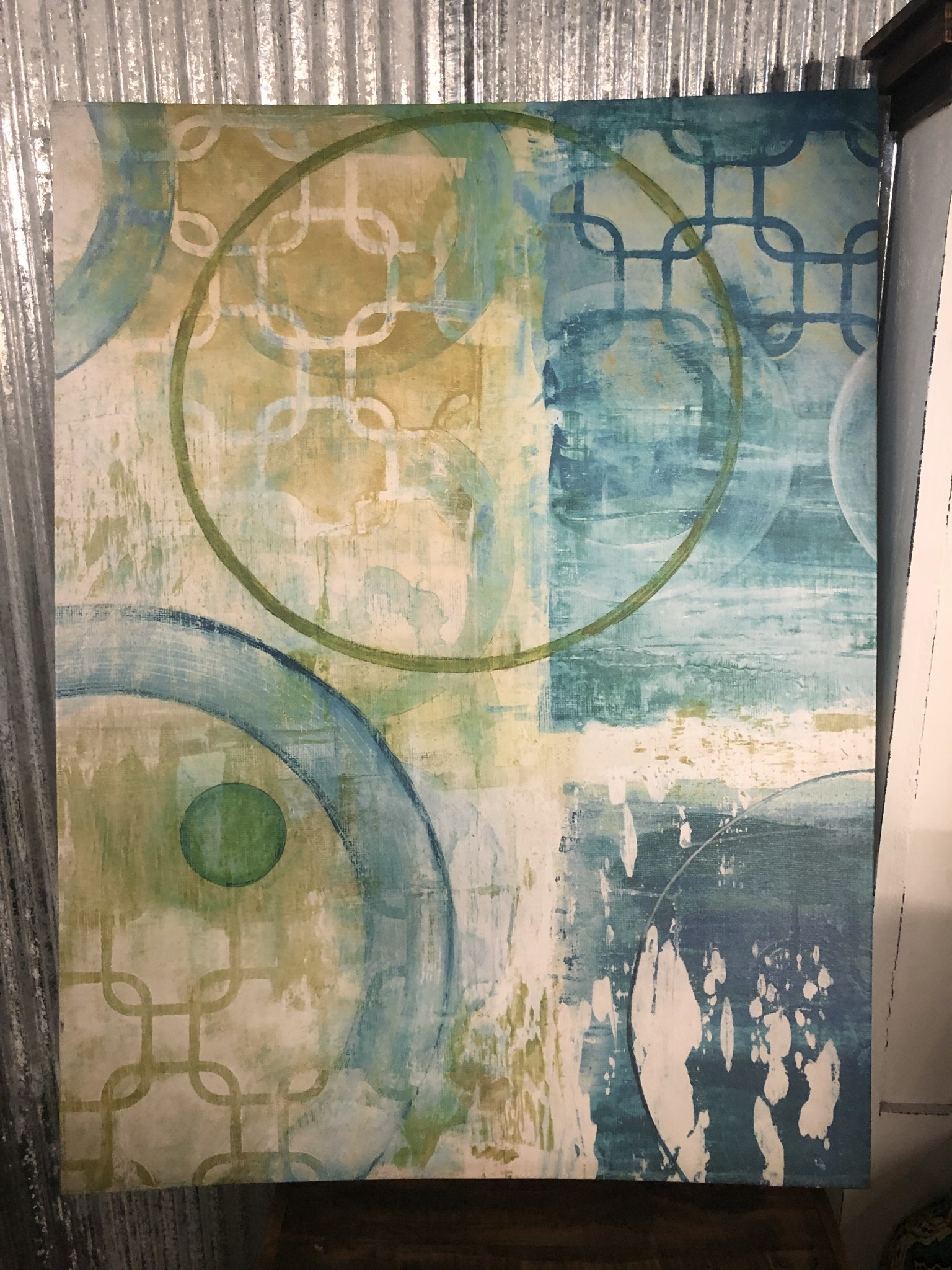 Abstract Gallery Wrap Canvas Blue & Green Circles