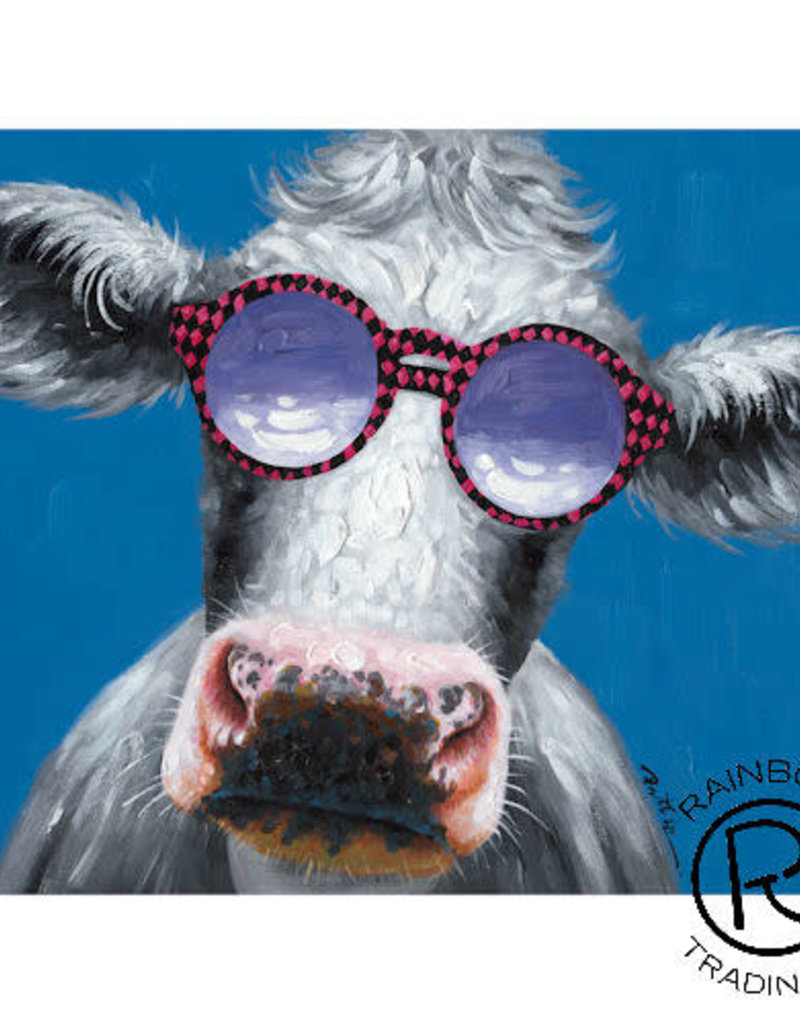 Large Canvas Retro Cow w/ glasses