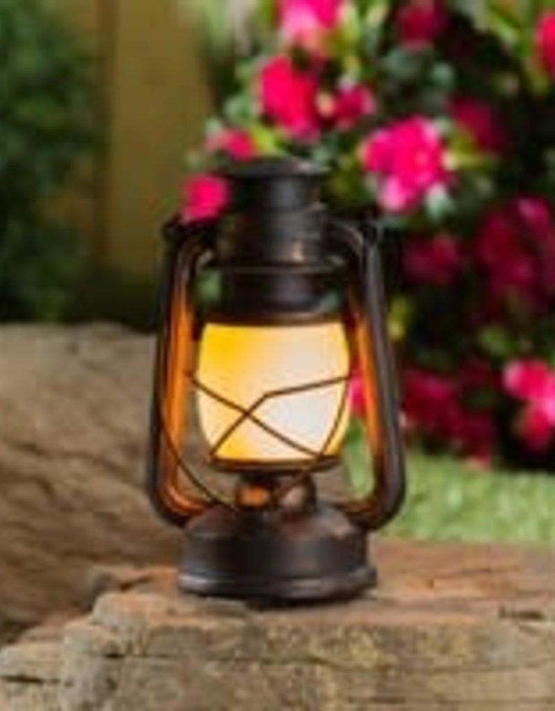 LED Battery Operated Fire Flame Lodge Lantern, Oil Rubbed Bronze