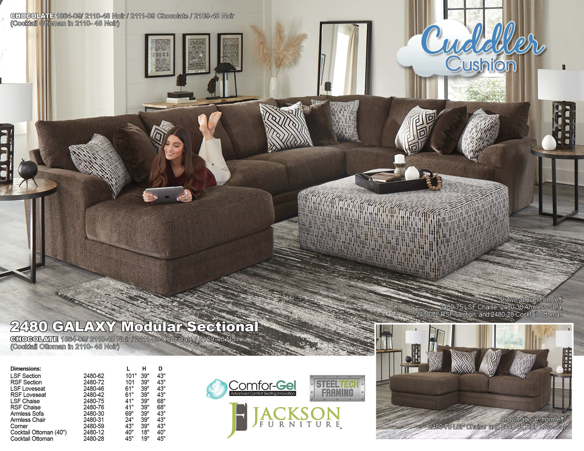 Galaxy Armless Sofa  Chocolate