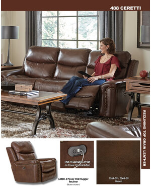 Jackson Furniture Ceretti  Leather Power Wall Hugger Recliner - Brown