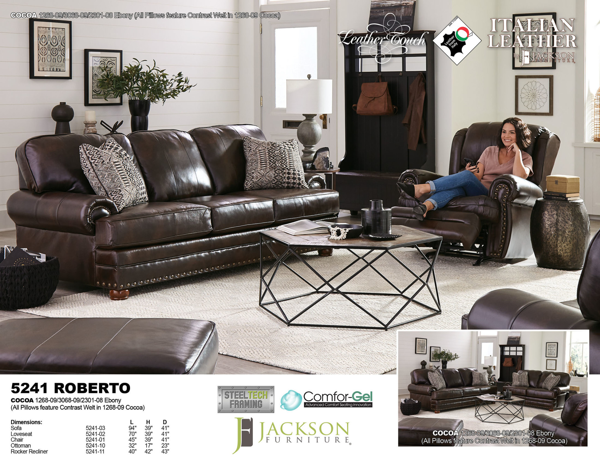 Roberto Sofa Italian Leather Cocoa