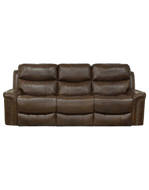 Ceretti Leather Power Reclining Sofa - Brown