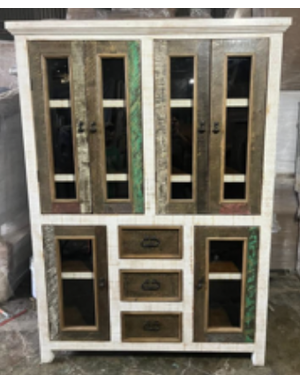 Vitrine Alfredo w/Drawers  - White/Cascara