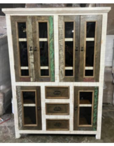 Vitrine Alfredo w/Drawers  - White/Cascara