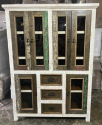 Vitrine Alfredo w/Drawers  - White/Cascara