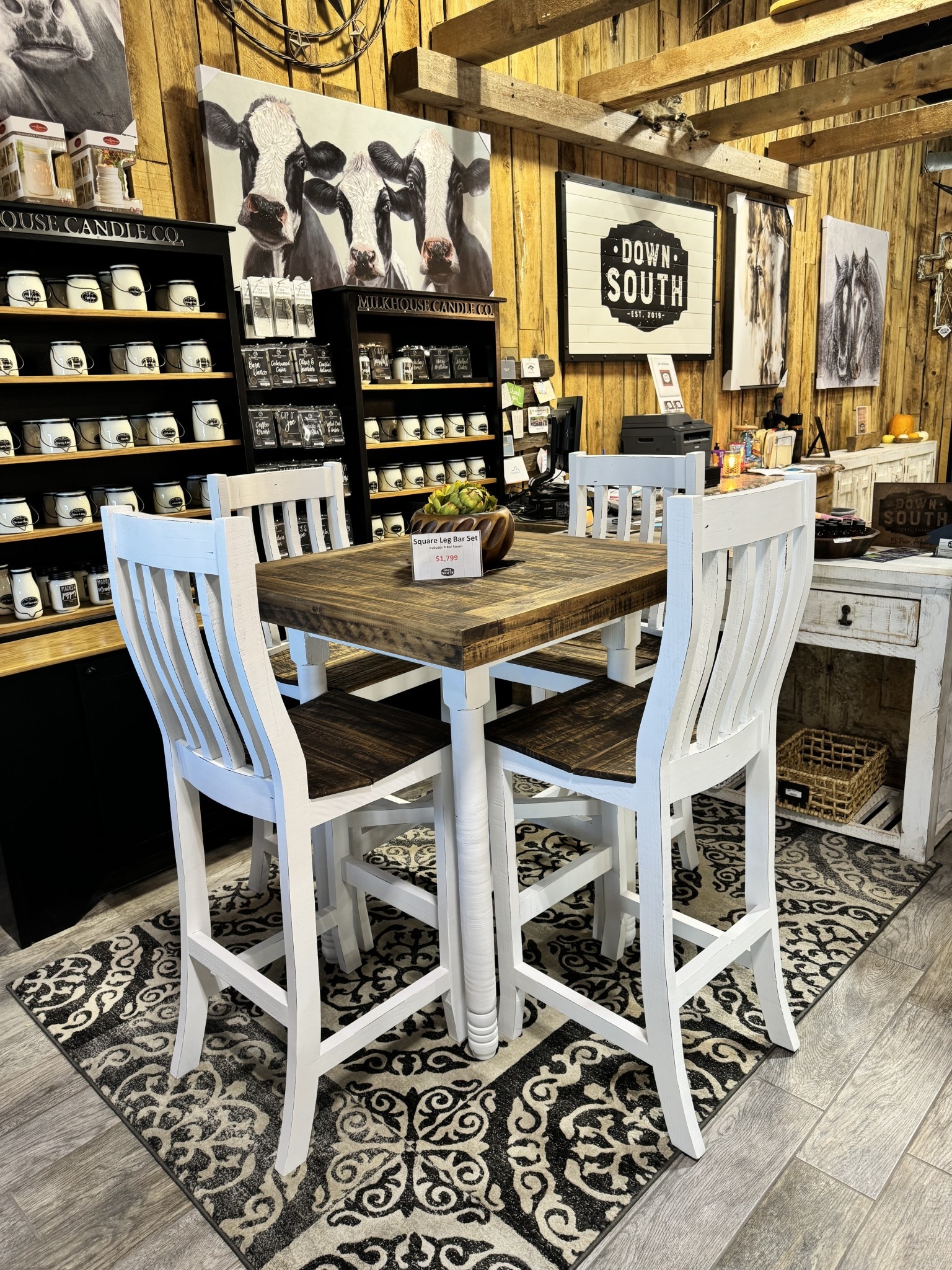Square Leg Bar Table - White