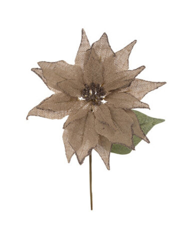 Burlap Poinsetta Pick