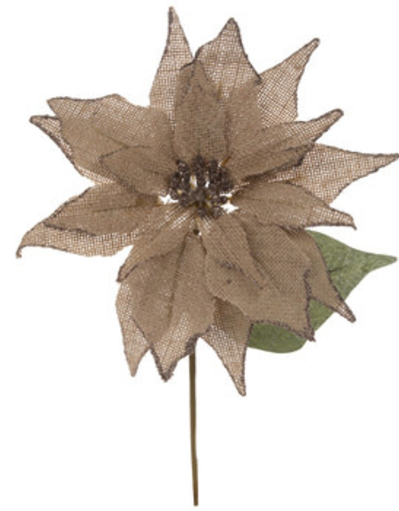 Burlap Poinsetta Pick