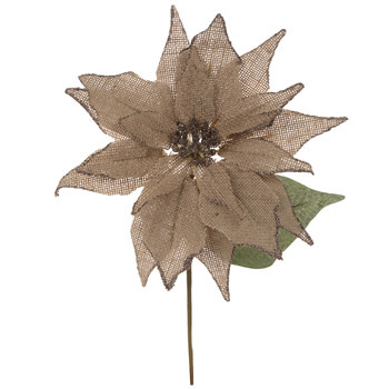 Burlap Poinsetta Pick