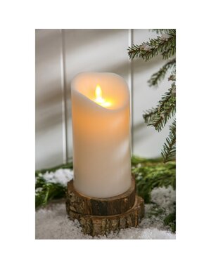 Ribbon Candy Scented LED Wax Pillar Candle w/Moving Wick and Timer