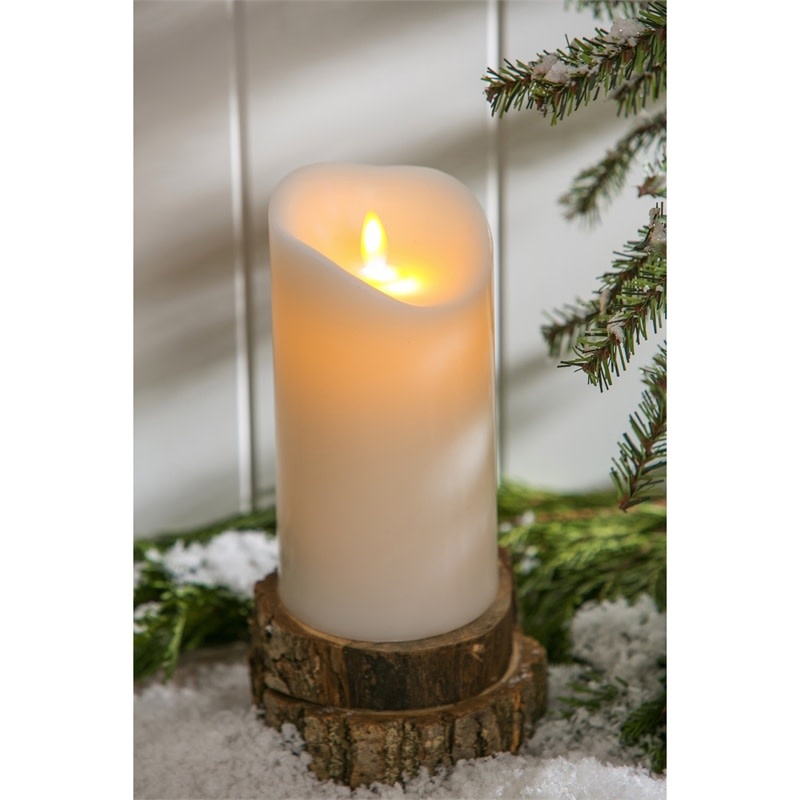 Ribbon Candy Scented LED Wax Pillar Candle w/Moving Wick and Timer
