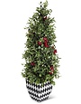 22" Glittered Berry and Boxwood Cone Tree