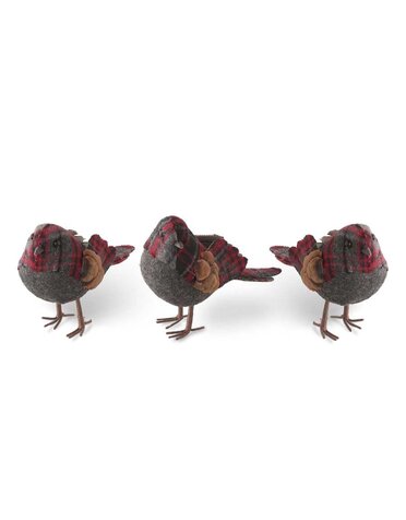 Assorted 5 Inch Red Plaid Birds (3 styles) 5"L