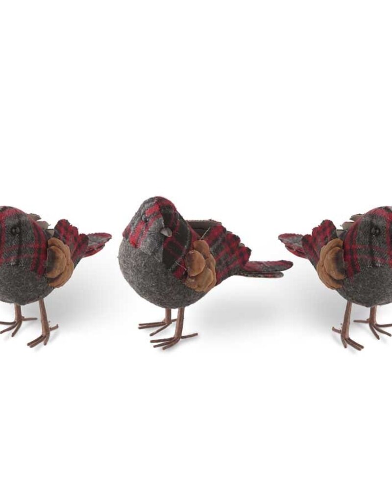 Assorted 5 Inch Red Plaid Birds (3 styles) 5"L