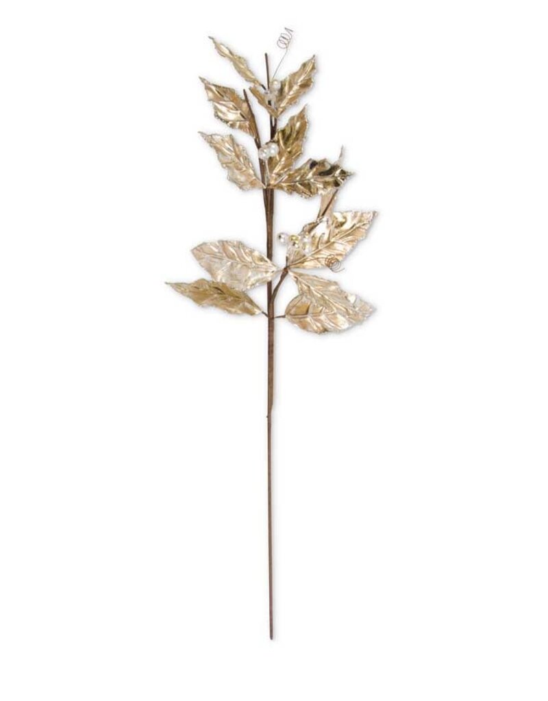 Gold Holly Stem With Cream Berries 30" L