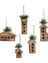Wood Bird Houses Ornaments With Burlap Pine and Glitter
