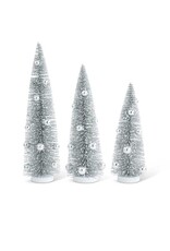 18 Inch Vintage Pewter Bottle Brush Tree With Silver Balls