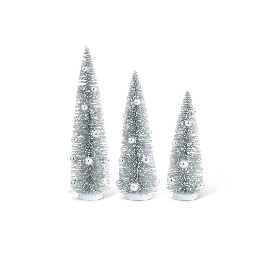 18 Inch Vintage Pewter Bottle Brush Tree With Silver Balls