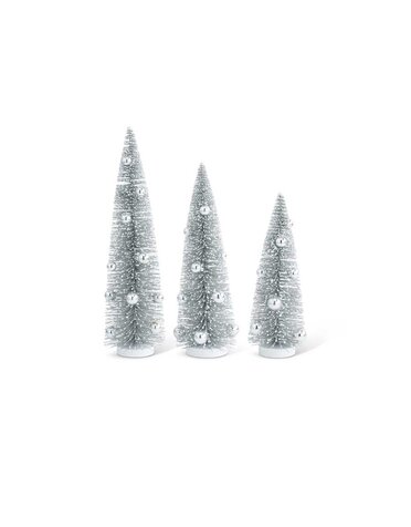 18 Inch Vintage Pewter Bottle Brush Tree With Silver Balls