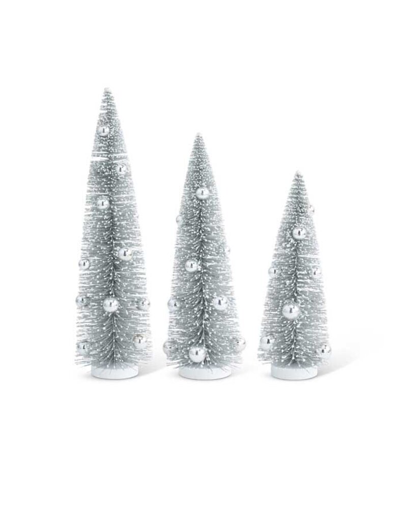 18 Inch Vintage Pewter Bottle Brush Tree With Silver Balls