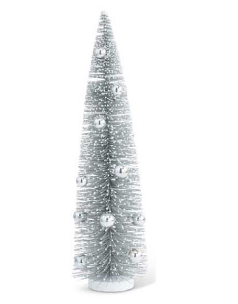 18 Inch Vintage Pewter Bottle Brush Tree With Silver Balls