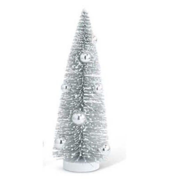 11" Vintage Pewter Bottle Brush Tree With Silver Balls