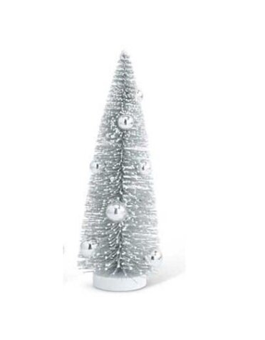 11" Vintage Pewter Bottle Brush Tree With Silver Balls