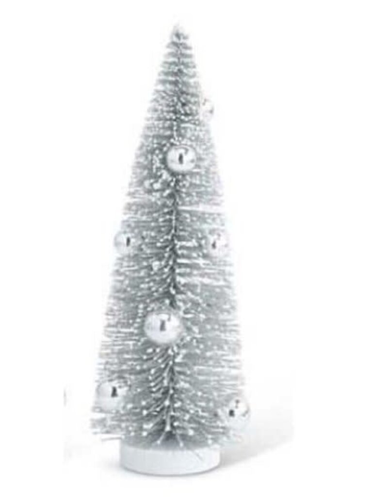 11" Vintage Pewter Bottle Brush Tree With Silver Balls