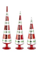 18" Metallic Red Snowflake Glass Tabletop Tree