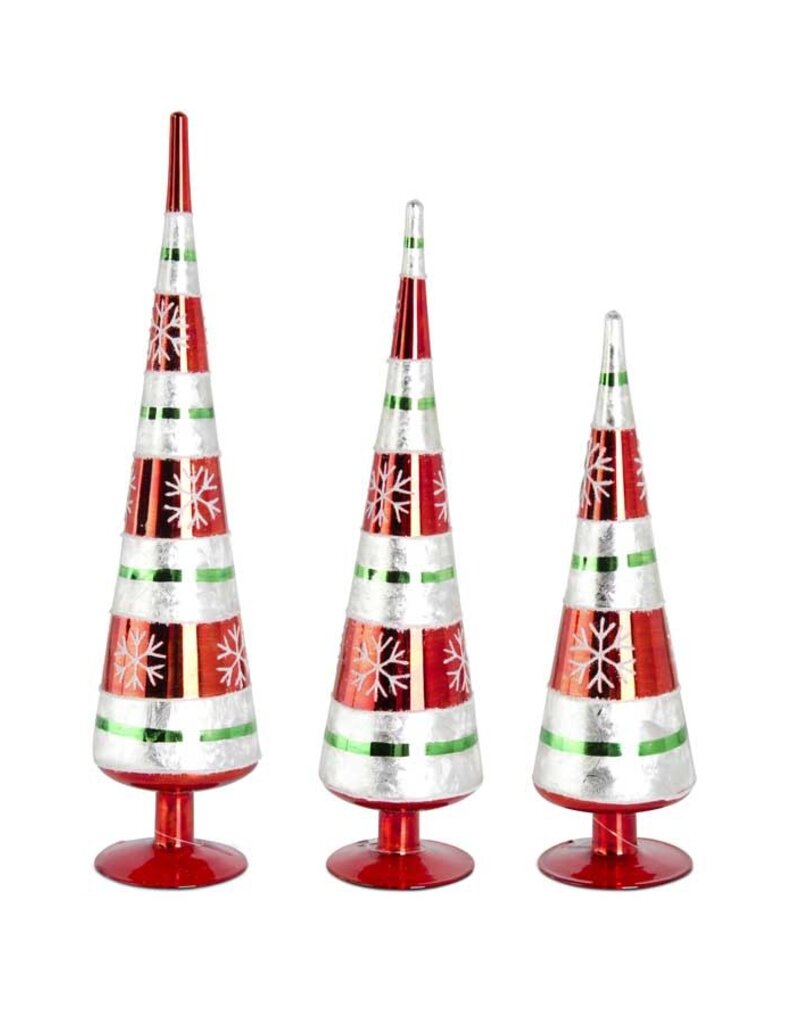 18" Metallic Red Snowflake Glass Tabletop Tree