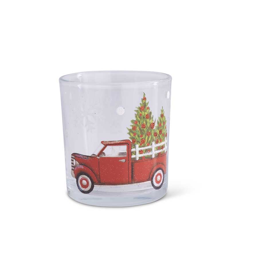 3 Inch Glass Votive with Red Truck