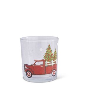 3 Inch Glass Votive with Red Truck