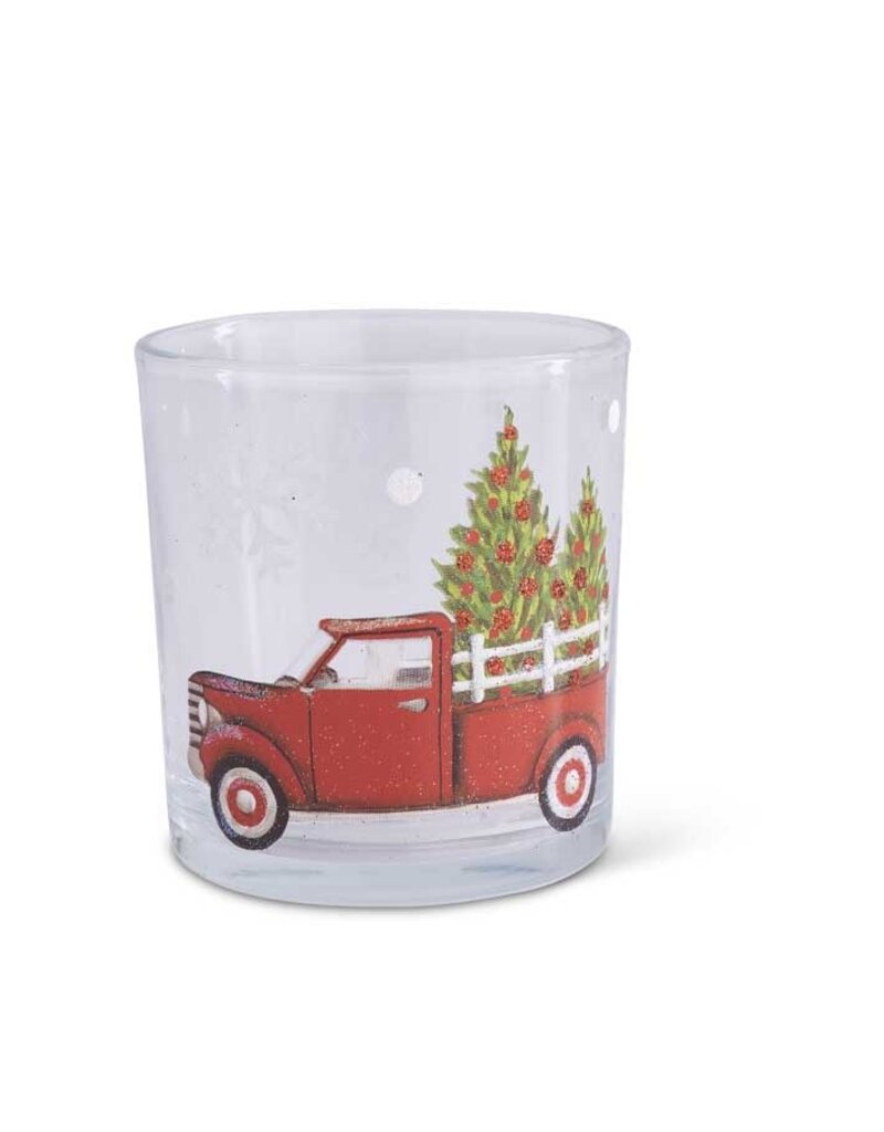 3 Inch Glass Votive with Red Truck