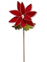 30 Inch Red Velvet Poinsettia Stem with Red and White Twisted Twine.