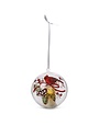 5" Battery Operated LED Round Glass Cardinal Ornament with Snow