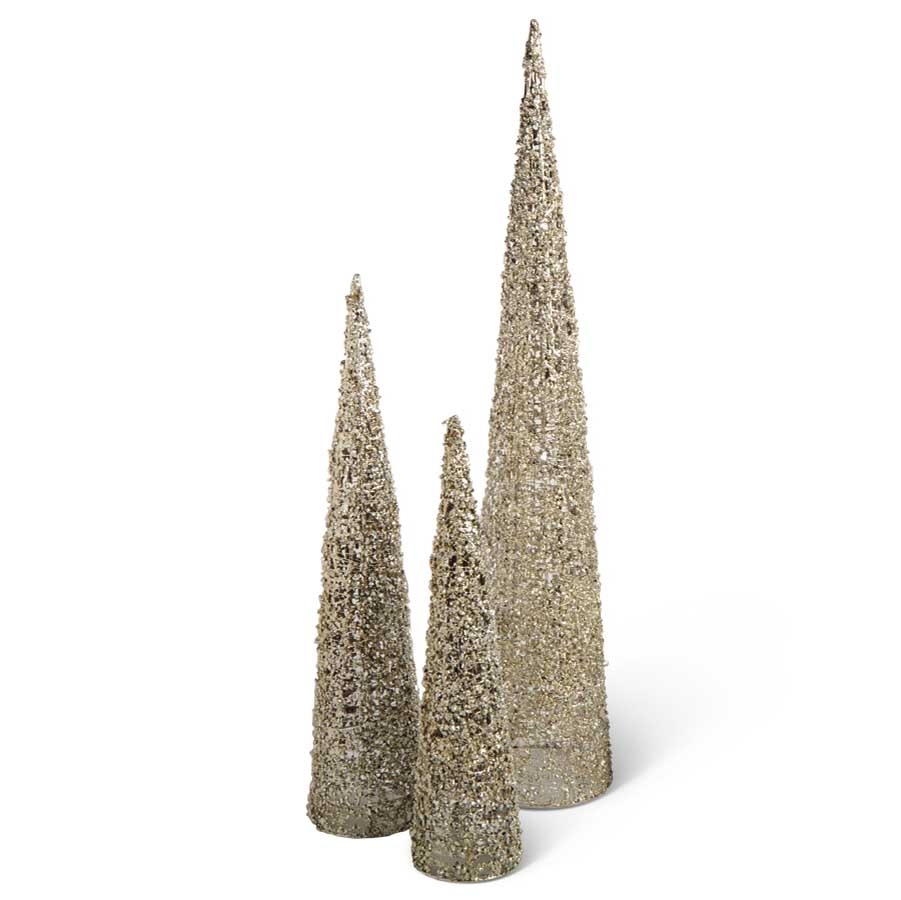 36 Inch Silver Wire Lace Cone Trees (L)