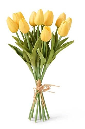13.5 Inch Yellow Real Touch Mini Tulip Bouquet (12 Stems per Bundle)