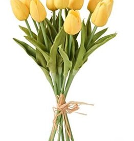 13.5 Inch Yellow Real Touch Mini Tulip Bouquet (12 Stems per Bundle)